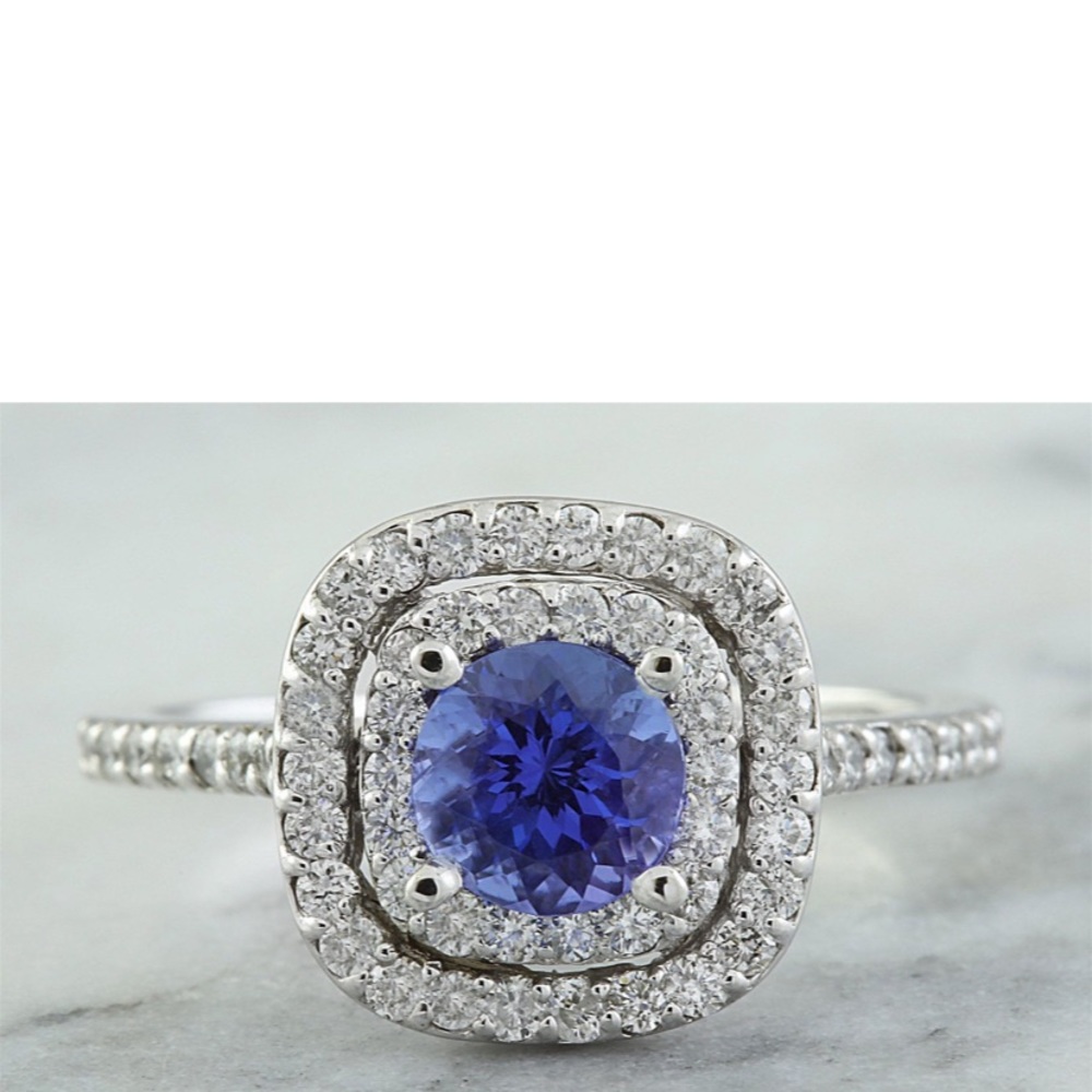 Genuine Tanzanite, Diamond 18k gold ring